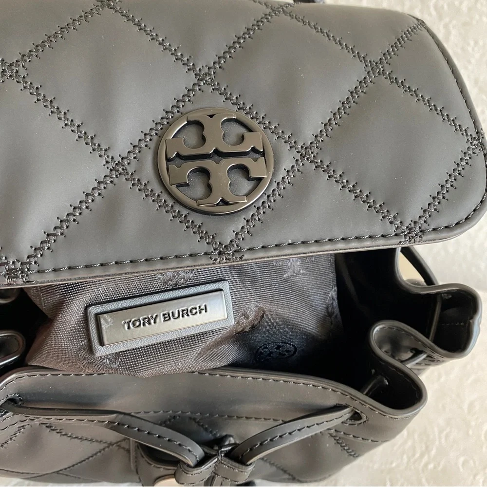 Tory Burch black quilted backpack